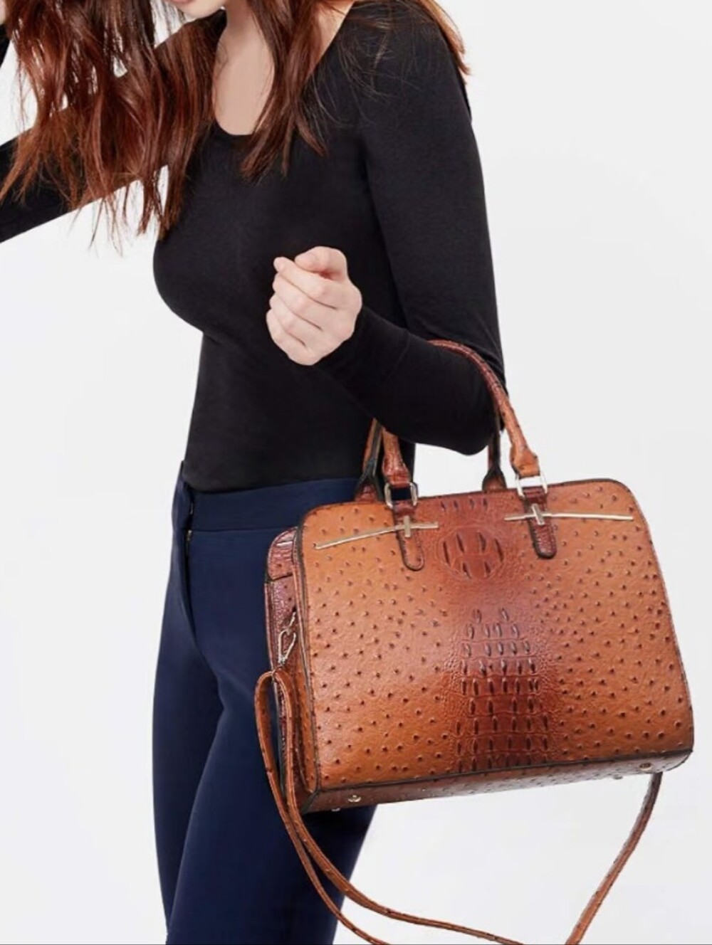 Dasein Tote Shoulder Hobo Bag Top Handle Satchel-ostrich Brown